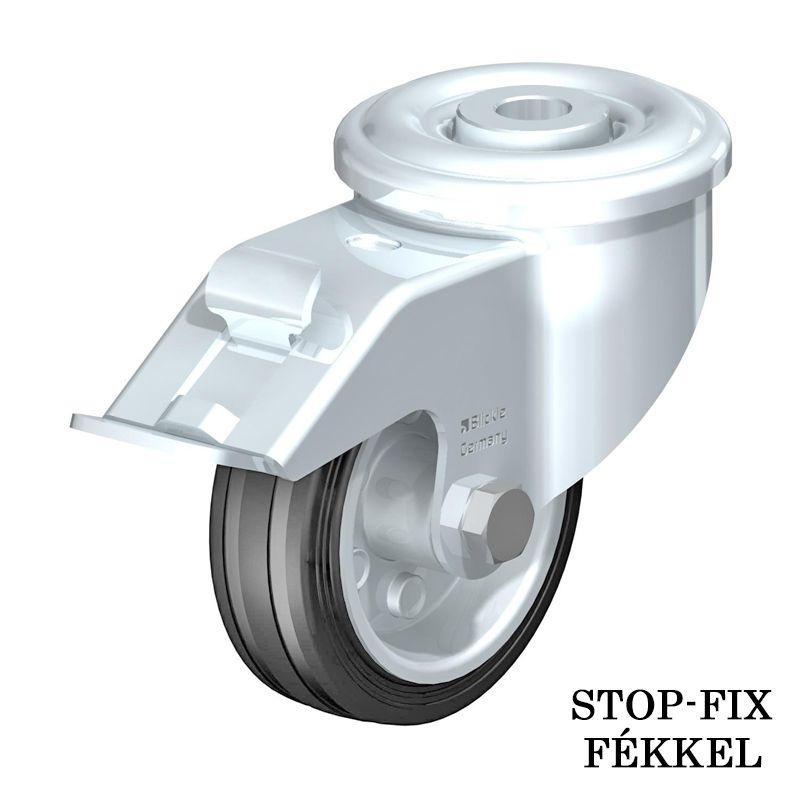 KERÉK TÖMÖRGUMIS BEÁLLÓ FÉKES D125 VILLÁS HÁTFURATOS BLICKLE LER-VE 125R-FI VILLÁS KEREKEK