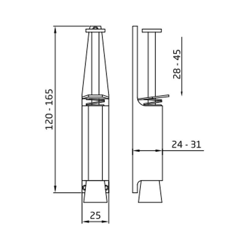 AMIG 10/6468 AJTÓKITÁMASZTÓ 120mm*25mm FEKETE TAPOSÓS  AJTÓVASALAT