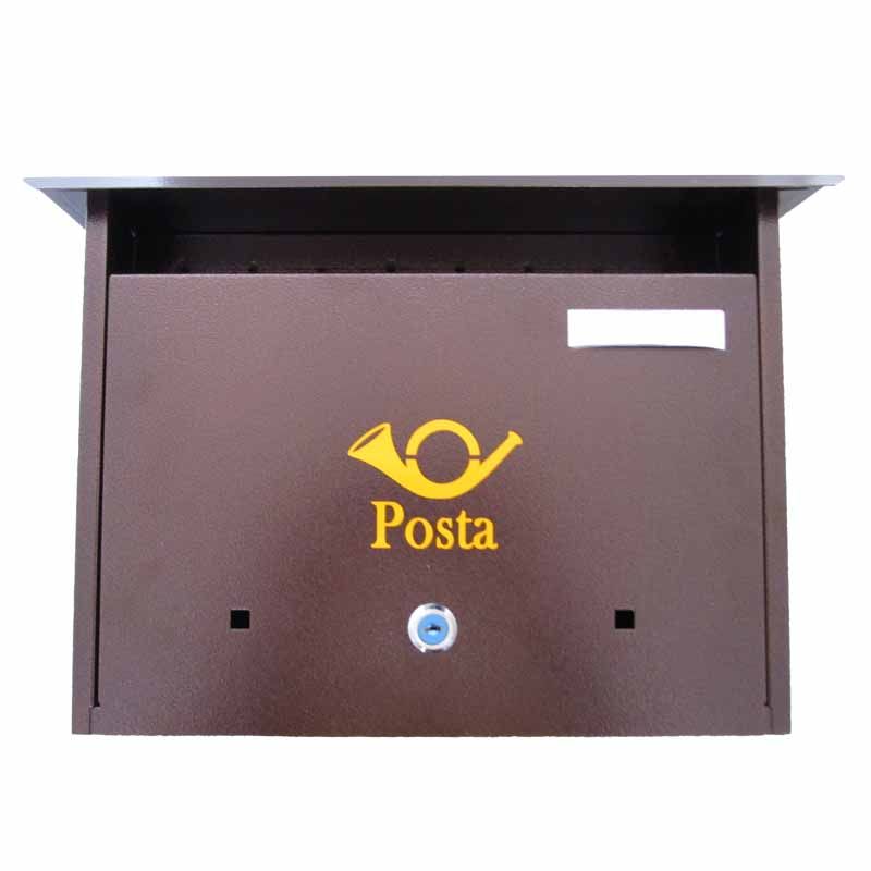 POSTALÁDA KÜLTÉRI FEKVŐ ANTIK-BRONZ KÜRTÖS KÉTOLD. MAGYAR POSTALÁDA, LEVÉLBEDOBÓ