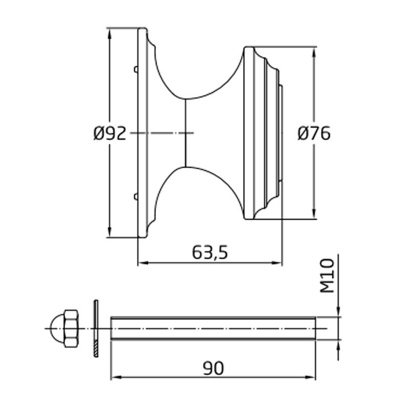 AMIG 13/6261 AJTÓGOMB FIX ROZETTÁS D76/92 ANTIK-BRONZ LÉPCSŐS EXTRA NAGY 