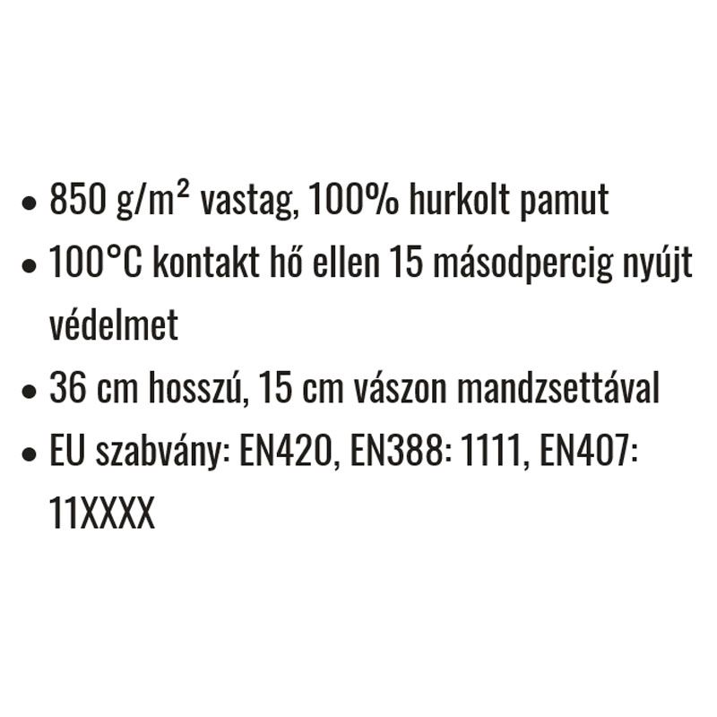 VÉDŐKESZTYŰ PAMUT FEHÉR 10 HŐÁLLÓ(100C°), HURKOLT COVERGUARD 4715