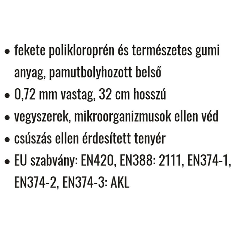 VÉDŐKESZTYŰ NEOPRÉN 10 MÁRTOTT FEKETE VEGYSZERÁLLÓ EUROTECHNIQUE 5310