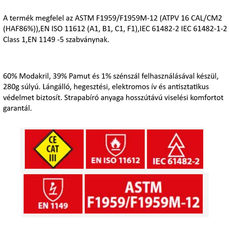 HEGESZTŐ KÁMZSA SÖTÉTKÉK LÁNGÁLLÓ ÉS ANTISZTATIKUS PORTWEST FR09 HEGESZTÉSVÉDELEM