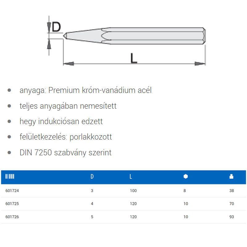 UNIOR 601725 PONTOZÓ 4mm 642/6  MÉRŐESZKÖZÖK