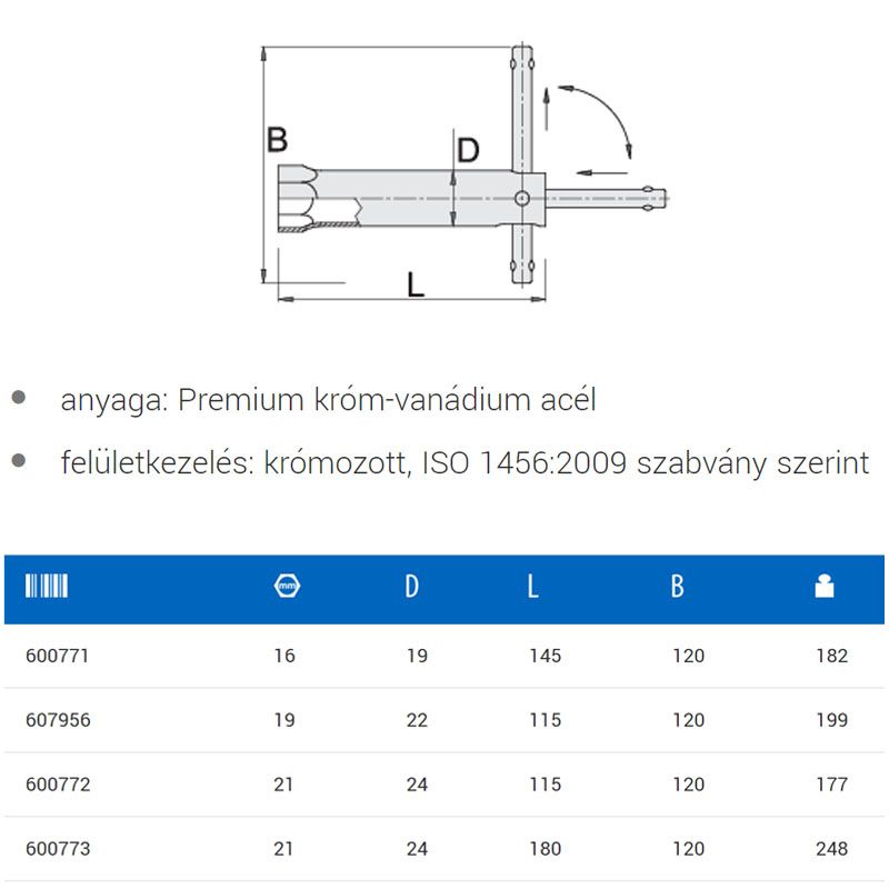 UNIOR 600772 GYERTYAKULCS KÉZI 21-115MM 185/2 CSŐ ALAKÚ  SZERSZÁM-KULCSOK