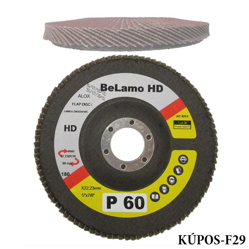 LAMELLÁS CSISZOLÓTÁRCSA KÚPOS D180/A60 LAMOFLEX FÉM-FA F29 BELAMO LA180609 VÁGÁS,CSISZOLÁS ÉS POLÍROZÁS
