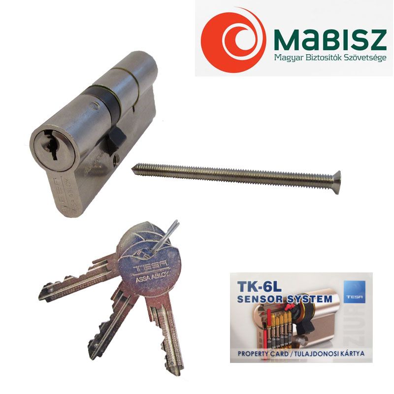 TESA TK-6L UTOLSÓ DARABOK CIL.ZÁRBETÉT FOGAZOTT 30/50 NIKKELEZETT 3KULCSOS SENSOROS  AJTÓZÁR
