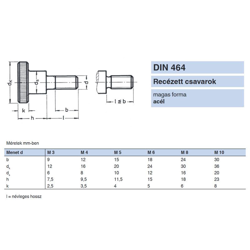 ROVÁTKOLT CSAVAR M4*8 DIN 464 HG. MAGASFEJŰ IMPORT SPECIÁLIS KÖTŐELEMEK