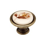 FOREST 10007550280 BÚTORGOMB FÉM-PORCELÁN D34mm P07.01.02.04 ANT-BR-BAR VIRÁG  BÚTORVERET