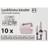 LYUKFŰRÉSZ KLT 10DB-OS HM No3 19-64mm+2DB ADAPTER+IMBUSZ IMPORT KÉSZLETEK