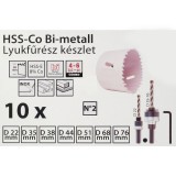 LYUKFŰRÉSZ KLT 10DB HSS-CO No2 22-76mm+2DB ADAPTER INOXHOZ IS IMPORT KÉSZLETEK