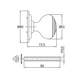 AMIG 14/5846 AJTÓGOMB FIX ROZETTÁS D61/80 CSILLOGÓRÉZ GÖMB EXTRA NAGY 