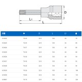 UNIOR 612425 DUGÓKULCS BEHAJTÓHEGY 1/2col 192/2TXL /30 TORX HOSSZÚ  SZERSZÁM-KULCSOK