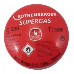 GÁZPALACK-PATRON 330ML/190GR. SUPERGAS C200 1800 CELSIUS ROTHENBERGER 035901B TARTOZÉKOK