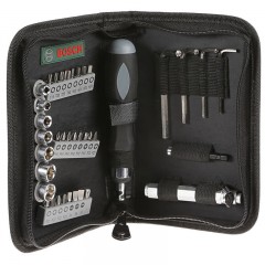 BOSCH 2607019506 DUGÓKULCS+BIT KÉSZLET 38RÉSZES RACSNIS + ZSEBLÁMPA  SZERSZÁM-KULCSOK